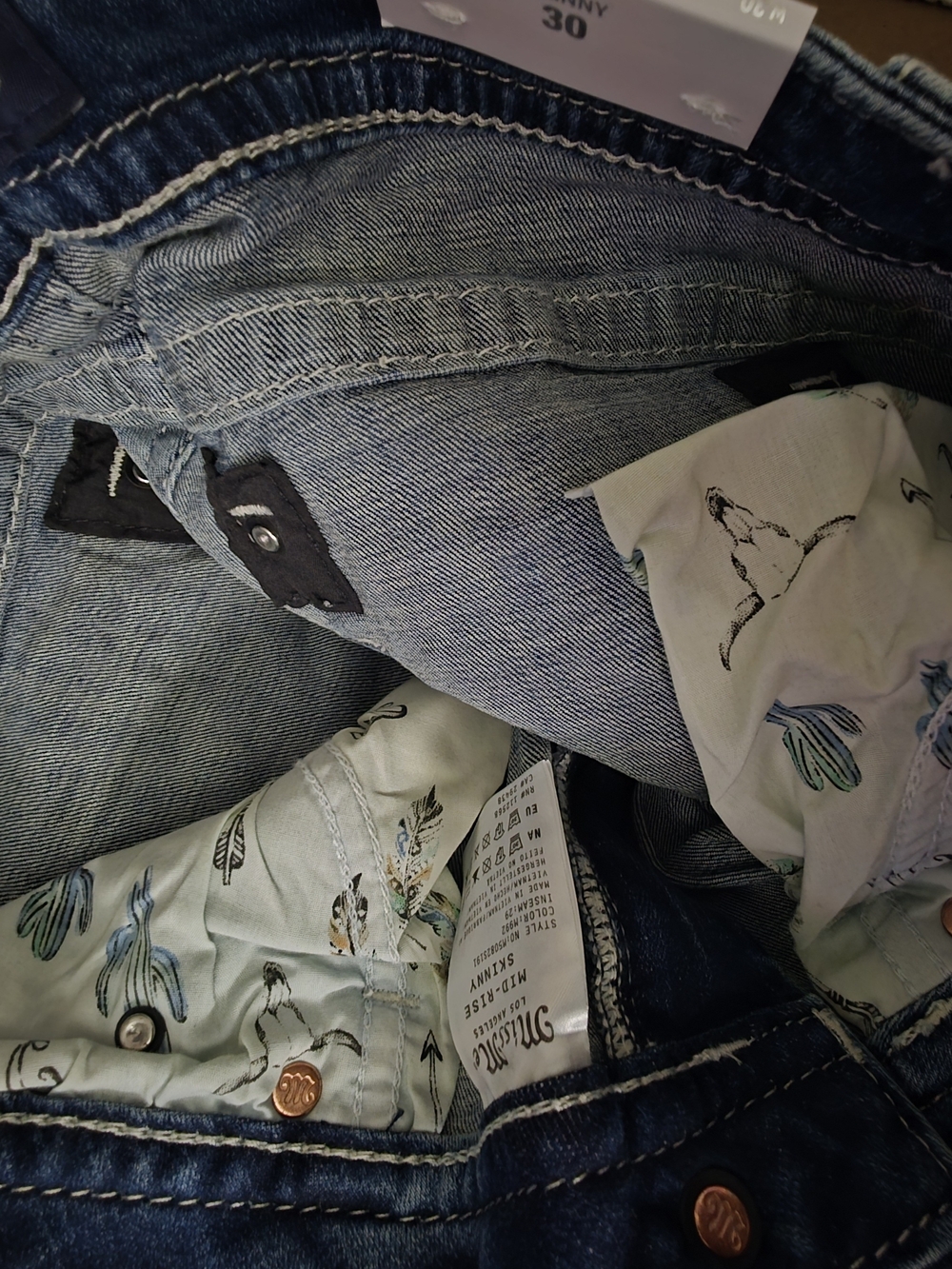 Miss Me Mid-Rise Dark Blue Embroidered Women's Jeans - 30 X 29 - Picture 9 of 14